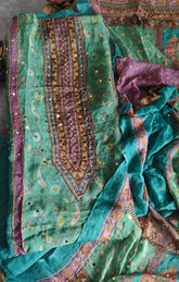 Elegant Organza Digital Print Suit With Mirror Highlighting & Chiffon Dupatta